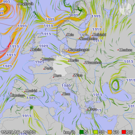Vorhersagefilm Windstr�mung in Europa